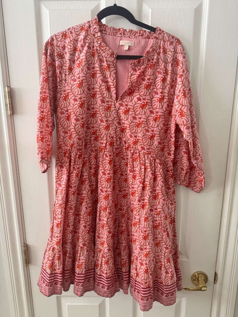 Women Pink Floral Tiered Dress